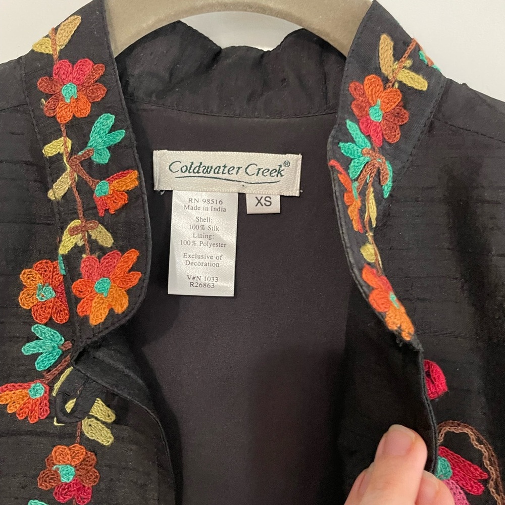 Vintage Embroidered and Embellished Silk Floral Jacket - Picture 8 of 9